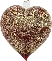 [Glass Of Venice] Murano Glass Heart Christmas Ornament - Red Gold