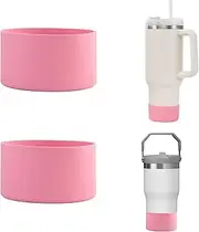 MLKSI 2Pcs Silicone Boot for Stanley Cup Accessories, Protector Silicone Water Bottle Bottom Sleeve for Stanley 40 oz 30 oz Tumbler Simple Modern Tumbler with Handle, Pink