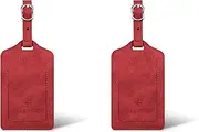 [Huakaile] 2Pcs Leather Luggage Tags with Flap & Strap, Name ID Card for Luggage Suitcase, Sturdy Travel Bag Tags Identifier, Baggage Labels Personalized for Women Men, Cruise Ships (Red)