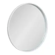 32" x 32" Travis Circular Round Wood Accent Wall Mount Mirror White