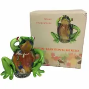 Cracker Barrel Art Glass Frog Figurine Sun Drenched Millefiori Paperweight