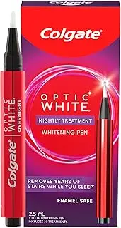 Colgate Optic White Overnight Teeth Whitening Treatment Pen, 1 Pen, Contains Hydrogen Peroxide, Enamel Safe