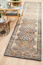 Abode Rug Culture Navy & Rust Vintage Look Aztec Runner Rug