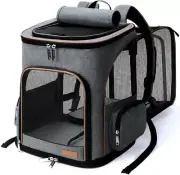Cat Backpack Expandable Pet Carrier Backpack for Small Cats and Dogs Grey
