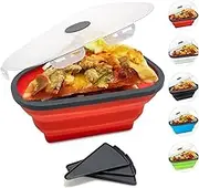 Pizza Storage Containers with Lids, Adjustable Pizza Box with 5 Microwavable Serving Trays, Expandable Pizza Slice Container to Organize Space Reusable, Microwave Safe (Orange)