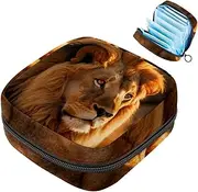Period Bag,Sanitary Napkin Storage Bag,African Brown Lion,Tampon Holder for Purse