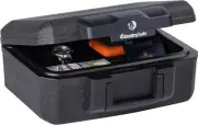 Fireproof Money Safe with Key Lock Black Lock Box with Portable Carrying Handle