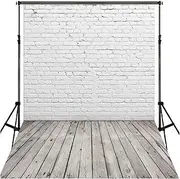 Photo Backdrop, 1.6x2.3yd(150x210cm) White Brick Wall Gray Backdrops for Photoshoot Back Photo Photography Accessories