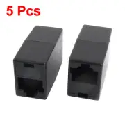 5 Pcs RJ45 CAT5 Network Cable Connector Extender Coupler Joiner Black
