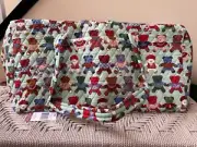 Vera Bradley Toasty Teddies Teddy Bears Large Travel Duffel Bag Tote NWT