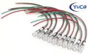 (10) Pack Yuco YC-9WRT-1 Miniature Indicator Light LED 9mm Cylindrical Cap AC/DC