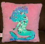 JUSTICE “I LOVE MERMAIDS” PILLOW PINK FLIP SEQUINS IRIDESCENT SUPER CUTE!!
