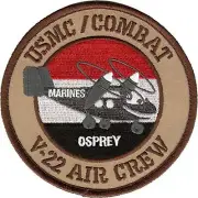 4.5" MARINE CORPS MV-22 IRAQ AIR CREW OSPREY COMBAT ROUND TAN EMBROIDERED PATCH