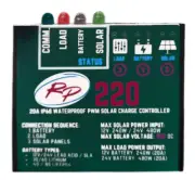 RP220 12V/24V Waterproof Solar Charge Controller 20A for Lead Acid, SLA/AGM, and