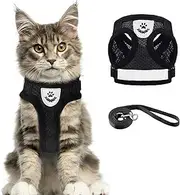 Cat Harness and Leash, Dog Harness and Leash, Cat Leash Set for Walking, Escape Proof, Adjustable/Light/Soft for Small Dogs, Walking and Travel(M, Black)