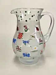 Lenox Nature's Splendor Glass Pitcher w/4 Tumblers Hand Painted NEW w/Boxes