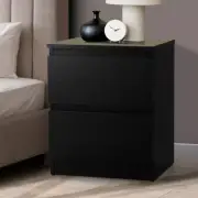 Bed Side Table with 2 Drawers Black Bedside Table Side End Table