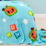 Cocomelon Friends Blanket Children's Soft Fleece Throw Blue - 100cm x 150cm