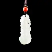 Certified Grade A Burma Jadeite Pendant, Icy Green Hand-Carved 竹节 Bamboo design