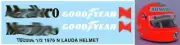 1/2 Decals for NIKI LAUDA 1976 HELMET BELL MINI DECALS TB DECAL TBD206