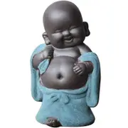 Catzon Purple Clay Buddha Statue Monk Figurine Home Decor Creative Crafts Dolls Ornaments -Blue