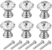 Cabinet Furniture Pulls 6 Pcs Single Hole Crystal Cosmetic Jewelry Storage Box Diamond Drawer Cabinet Zinc Alloy Handle 20 Diamonds