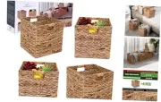Foldable Handwoven Water Hyacinth Storage Baskets Wicker Cube Baskets