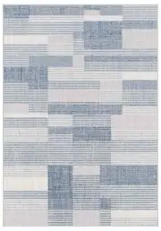 Verwood Geometric Shapes Blue Abstract Outdoor Floor Rug - 2 Sizes