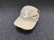 Supreme x Solbiati Seersucker S Logo Mens Cap Hat One Size New 6 Panel Beige
