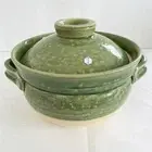 Japanese DONABE Earthen Rice Pot RYOKUSAI 5 cups BANKO Ware Green Casserole New