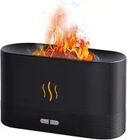 Essential Oil Diffuser, Aromatherapy Diffuser with Flame Light, 180ml USB Powered Air Diffuser, Simulation Flame Mist Air Humidifier Relaxing for Home Office (Black)