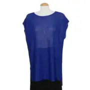 EILEEN FISHER Adriatic Blue Rayon Nylon Crinkle Diamond Tunic Sweater Top
