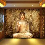 3D立體佛像墻紙寺廟佛教墻畫如來佛祖菩薩神臺背景墻壁紙敦煌壁畫