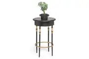 Wooden Round Gold Black Side Table with Finial Legs