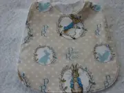 Peter Rabbit Beige Baby Bib Cotton Front Towelling Back Handmade