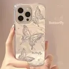 Silver Butterfly Back Cover For iPhone 16 15 14 13 12 11 Pro Max Plus Case 2025