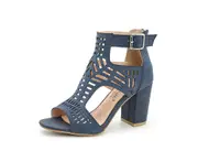 Women's Wedge Sandals Casual Summer Sandals Open Toe Wedge Platform Sandals with Back Strap-blue