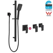 Electroplating Black Square Adjustable Shower Rail Set Hand Held Head Mixer Taps