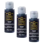 3x Plaid FolkArt Terra Cotta 59ml Acrylic Art Paint Obsidian Textured Finish