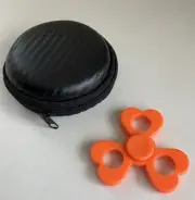 Orange Hand Spinner Tri Fidget Spinner w/ Black Case Focus Toy Kids Adult