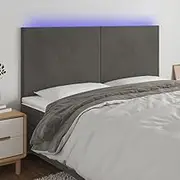Bed Headboard LED, Beds Head Frame LED Headboard Dark Grey 200 cm Velvet