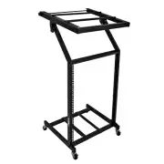 5Core DJ Mixer Stand 16U Adjustable Audio Rack Mount Rolling Stage Cart w Wheel