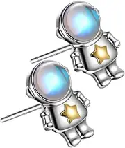 [HONMEET] Unique Astronaut Earrings for Women Dainty Drop Earrings Design Titanium Fashion Studs