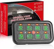 8 Gang Switch Panel, Universal Circuit Control Box Relay System, with Fuses Harness Stickers, for Truck ATV UTV Car Boat Marine