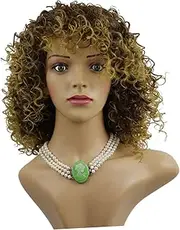 PLAFOPE Short Curly Hair Women Brown Wig Brown Curly Wig Cosplay Wigs Golden