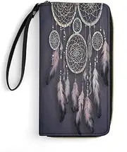 [BFGWK] Large Wallet Novelty Dream Catcher Printing Long Wallet With Zipper Leather Wallet Suitable For Both Men And Women, style, 19.7x10.5cm