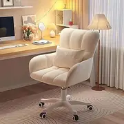Hbluefat Office Desk Chair, Height Adjustable Task Chairs, Modern Office Chair Makeup Chair 360° Swivel Computer Chair with Soft Cushion Armrest, Mid Back Chair for Home Office（White）