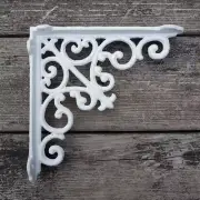 White Scroll Vintage Metal Shelf Bracket Heavy Duty Home Decor