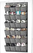 Shoe Organizer,Over the Door Hanging Shoe Rack Organizer for Closet Door,Zapateras Storage Holder with 24 Large Pockets & 4 Sturdy Hooks for Kids Women Men Shoes,Slippers,Cruise,Dorm,Sneakers (Black)