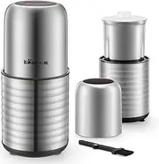 Electric Coffee Grinder, Herb Grinder, 300W Powerful Electric Spice Grinder with Large Size 200g Removable Cup and Cleaning Brush, for Spices, Pollen, Herb, Seeds, Bean, Grains, Stainless Steel